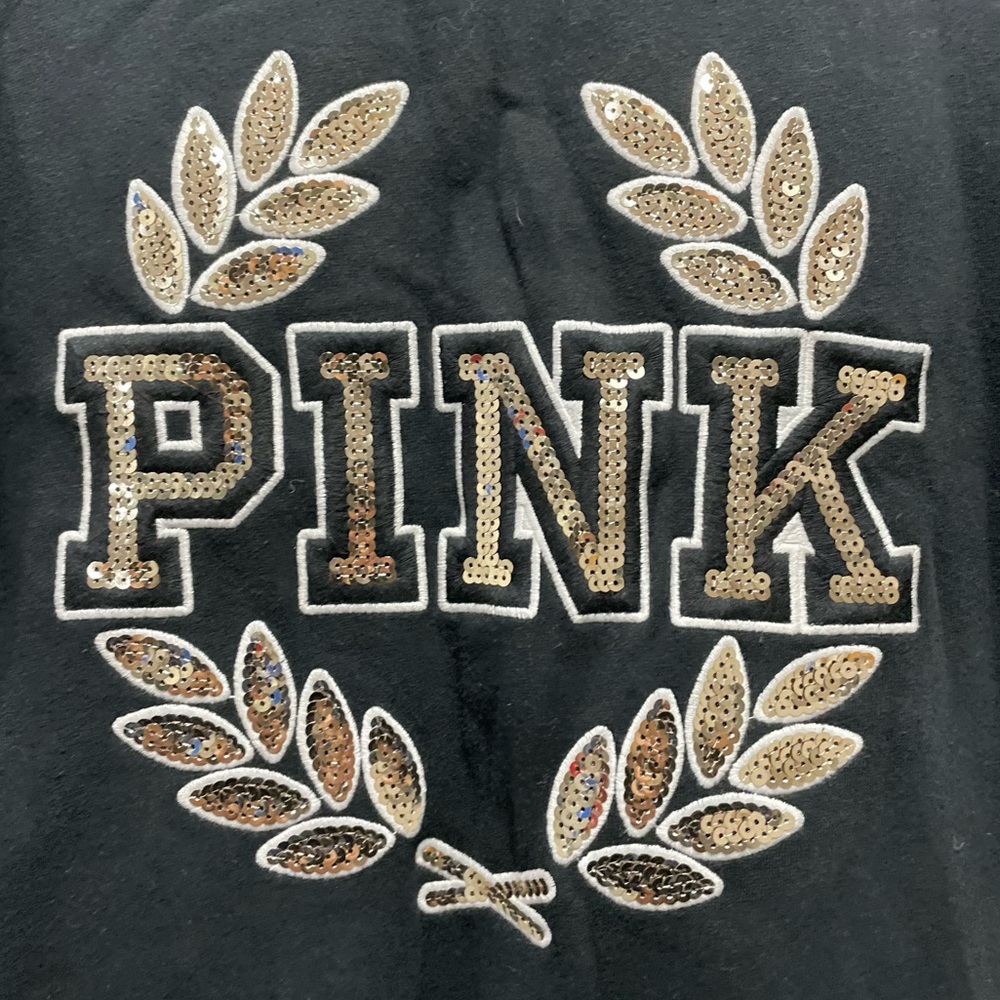 PINK Victoria's Secret Black Sweater with Gold Sequins Y2K Rare Size Small - Picture 3 of 6